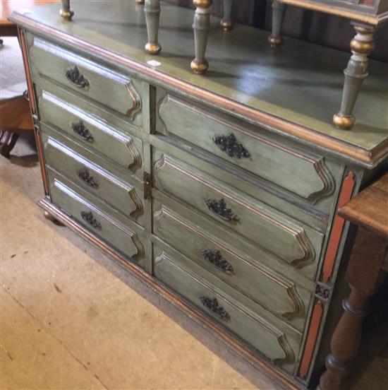 Light green painted and decorated chest